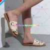 2024 sandálias de luxo slides planos de mula amadeirados lison telha chinelos femininos letra shand slipper sapatos casuais grossos líquidos vermelhos verão chinelos planos flechas mulheres 670