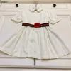 Designer de luxe pour enfants vêtements filles robes à la ceinture rayée décoration bébé jupe enfant taille de robe 100-160 cm robe princesse 24m