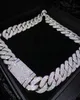 AAA GEMS Silver Necklace 18mm 20mm Silver 10K/14K/18K Plating Moissanite 4 Rows Prong Iced Out VVS Miami Cuban Rink Chain