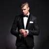 Ternos masculinos de alta qualidade preto único breasted xale lapela formal 2 peça jaqueta calças traje casamento homme magro ajuste terno d9xK #