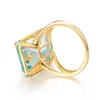 Anillo de aguamarina clásico 925 anillos de plata esterlina para mujeres chapado en oro piedra preciosa vintage regalo de fiesta de lujo joyería fina femenina 240327