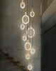 Moderne Nodic bois LED anneau lustres acrylique anneau escalier luminaires pour salon salle à manger escalier 356710 Rings3566885
