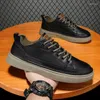 Casual Shoes Autumn Men's Black Sports Board Anti Slip Soft Sole Leather Driving