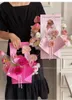 Present Wrap Heart Shaped Flower Box Kraft Paper Packaging Arrangement Floral Art Mors dag Alla hjärtans flickvän