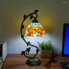 مصابيح طاولة Aosong Tiffany Lamp American Retro غرفة المعيشة غرفة نوم فاخرة فيلا