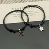 Bracelets de charme 2pcs / set couple bracelet forme d'étoile à cinq branches en cuir noir et blanc pendentif en corde hommes femmes alliage bijoux cadeau Dro Otudd