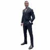 Fi czarne garnitury dla mężczyzn Busin Blazer podwójnie piersi Slim Fit Wedding Groom Tuxedo 2 -częściowy zestaw kurtków Costume Homme D8na#