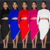 Casual Dresses Female Wear Beach Outing Summer Clothes Kaftan Fahion Bodycon Dress For Women Sexy Vintage Long Sleeved Navel Two Piece