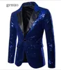 2020 Shiny Gold Sequin Glitter Blazer Jacket Men Nightclub Prom One Butt Suit Blazer Men DJ Stage Singer Blazers Costume Homme E3CZ#