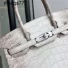 Luxurys Véritable sac à main en cuir Bk Crocodile du Nil Himalayan Crocodile portable de luxe pour les femmes