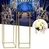 Dekorativa plattor 2st Gold Metal Flower Stand Geometric Column Wedding Floral Rack Decor Set Backdrop