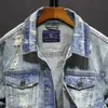 Vår- och hösten denimjackor män cowboy smal fit håljacka män rippade jean jacka hip hop streetwear rockar plus size m9rw#