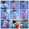 Цельный купальник для маленьких девочек для детей 0-24 месяцев, купальник с цветочным принтом, купальный детский пляжный костюм, милый бикини для новорожденных, цельный купальный костюм 24327