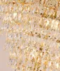 Modern gold crystal chandelier raindrop pendant light indoor decoration hanging lamp for high ceiling living room