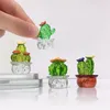 Dekorativa figurer 4 datorer Bil Ornament Miniatyrväxter Tinska krukor Skulptur Inre harts Husdekoration