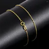 Kedjor Pure AU750 18K Yellow Gold Chain Women Perfekt tunn o Länkhalsband 16-24 tum