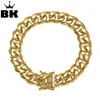 Link Chain 8mm 10mm 12mm 14mm Aço Inoxidável Miami Curb Pulseira Cubana Mens Hip Hop Grosso Ouro Cheio Link Pesado 23cm12723