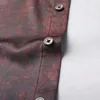 High End Silk Dr Shirts Mens Sumn Satin Bluzka gładkie ubrania dla mężczyzn Fi Claret Red Busin Office nosza mąż topy 063e#