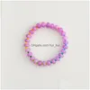 Beaded Strand Rainbow Gradient Natural Stones Beads Bracelets Colored Glass Rice Stretchy Bangle Womens Summer Jewelry Drop Delivery Dhhm9