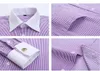 Quality Gentle Formal Mens French Cuff Dress Shirt Men Long Sleeve Solid Striped Style Mens Shirts Cufflink Include Plus Size240325