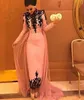 Formal Muslim Evening Dresses 2016 High Neck Long Sleeves Detachable Train Overskirt Ankle Length Arabic country prom dressess Par3713404