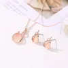 Necklace Earrings Set Waterdrop Rhinestone Jewelry Rose Gold Color Pendant Bridal Sets For Women Wedding Gift Accessories