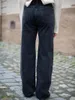 Jeans pour femmes Noir Large Jambe Femmes Printemps Classique Chic Taille Haute Poche Lavé Denim Pantalon Dames Mode Casual Long 2024