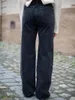 Damenjeans, schwarz, weites Bein, Damen, Frühling, klassisch, schick, hohe Taille, Tasche, gewaschene Denim-Hosen, Damenmode, lässig, lang, 2024