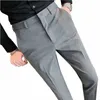 Hommes Solid Boutique Costumes Pantalons Mâle Vêtements De Cérémonie De Mariage Dr Pantalon Qualité Hommes Style Britannique Busin Costume Décontracté Pantalon 42 O1EE #