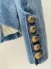 HOCHWERTIGE 2024 est Designer-Jacke für Damen, schmal geschnitten, zweireihiger Denim-Blazer mit Löwenknöpfen 240322