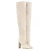 Сапоги MSTACCHI Женщины на колене сапоги Faux Learse High Slouchly Women Boots Упомянутые пальцы на ногах