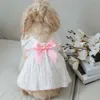 Robe de chat pour chien imprimé coeur mignon avec décoration d'arc
