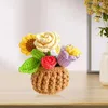 Decorative Flowers Completed Bouquet Crochet Artificial Flower For Home Decor Office Desk Decorations Car Dashboard Valentines Day