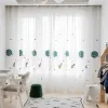 Cortinas de dibujos animados espacio exterior niños cortina opaca para niños dormitorio azul marino cortinas de ventana tul bordado sala de estar WP020H