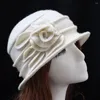 Wide Brim Hats Vintage Cap Women's Elegant Winter Hat Wool Flower Bucket Cloche Ladies Baseball Caps Where The Road Ends