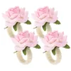 Table Cloth 4 Pcs Decor Rose Napkin Rings Wedding Holder Artificial Flower El Buckle Holders Pink Dining