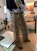 Jeans da donna WCFCX STUDIO Leopard per donna pantaloni denim a vita alta Y2k streetwear moda vintage larghi larghi