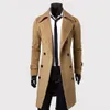 simple Trench Coat Double-breasted Male Men Coat Coldproof Pure Color Jacket K5yE#