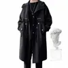 Cappotto di trincea da uomo New Fi Cappotto con cappuccio da uomo Casual Giacca a vento Solido maschile Autunno Bello Cappotto da college e3NF #