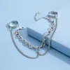 Bracelet de chaîne de liaison de mode de cluster avec anneau de doigt pour femmes cadeaux de bijoux à la mode punk