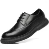 Casual Shoes Fashion Office Shoe Men Breathable Leather Loafers Driving Moccasins Comfortable Slip On Black Brogue Retro