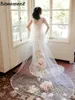 Elegant Spaghetti Straps 3D Flowers Mermaid Wedding Dresses With Cape Floral Embroidery Bridal Gowns