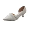 Модельные туфли Fairy Wind, женские туфли с заостренным носком, весна-лето 2024, жемчужные туфли Baotou на высоком каблуке с неглубоким носком, одинарные туфли на одной ноге