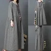 Casual Dresses Summer Women 2024 Long Dress Big Code Girl Linen Sleeve Checked Evening Women's Clothing