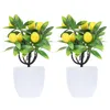 Kwiaty dekoracyjne 2PCS sztuczne drzewo doniczkowe Fałszywa symulacja rośliny Bonsai Office Home Decor