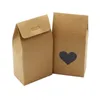 Smyckespåsar 100st 8 16 5cm Kraft Paper Party/Wedding Presentväskor Förpackning Vit mat Klar PVC -fönsterlådor