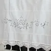 Curtains Pastoral Handmade Cotton Blackout Curtains Crochet Hollow Out Solid White Short Curtain Rod Pocket Kitchen Blinds with Tassels