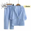 Summer Fashion Casual Large Size OL Suit Flip Collar Top and Pants Two Piece Set Professional Elegant Womens 240327