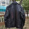 Mäns vintage svart höstjacka Motorcykelstil plus storlek 6xl naturlig tjock kohud vintercyklist äkta läderrockar 93JV#