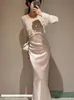 Kuzuwata V Neck Fleeve Sleeve Single Scest Set Tops Tops Elegant Mid Long Lenge Patchwork Abitazioni Giappone Temperamento Donne Sue 240323